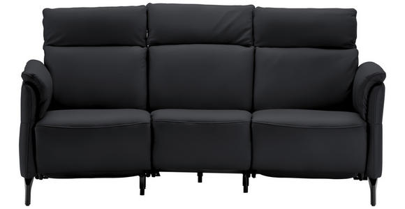 TRAPEZSOFA in Echtleder Anthrazit  - Anthrazit/Schwarz, KONVENTIONELL, Leder/Metall (221/103/95cm) - Dieter Knoll