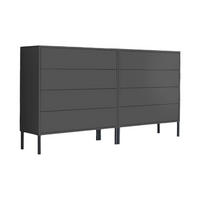 SIDEBOARD Mailand Set 1 + MF 158/86/33 cm 8 Schublade(n)  - Anthrazit, MODERN, Holzwerkstoff/Metall (158/86/33cm) - MID.YOU