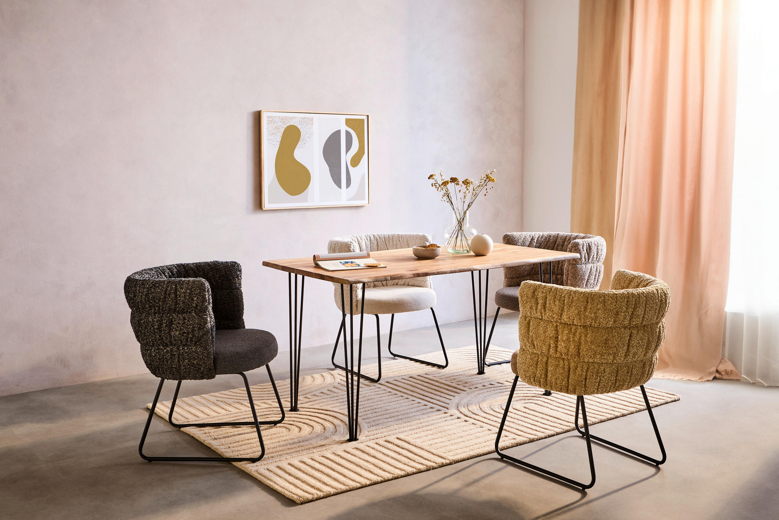 ESSTISCH Akazie Hartholz rechteckig Schwarz, Akaziefarben  - Schwarz/Akaziefarben, Design, Holz/Metall (140/80/76cm) - Linea Natura