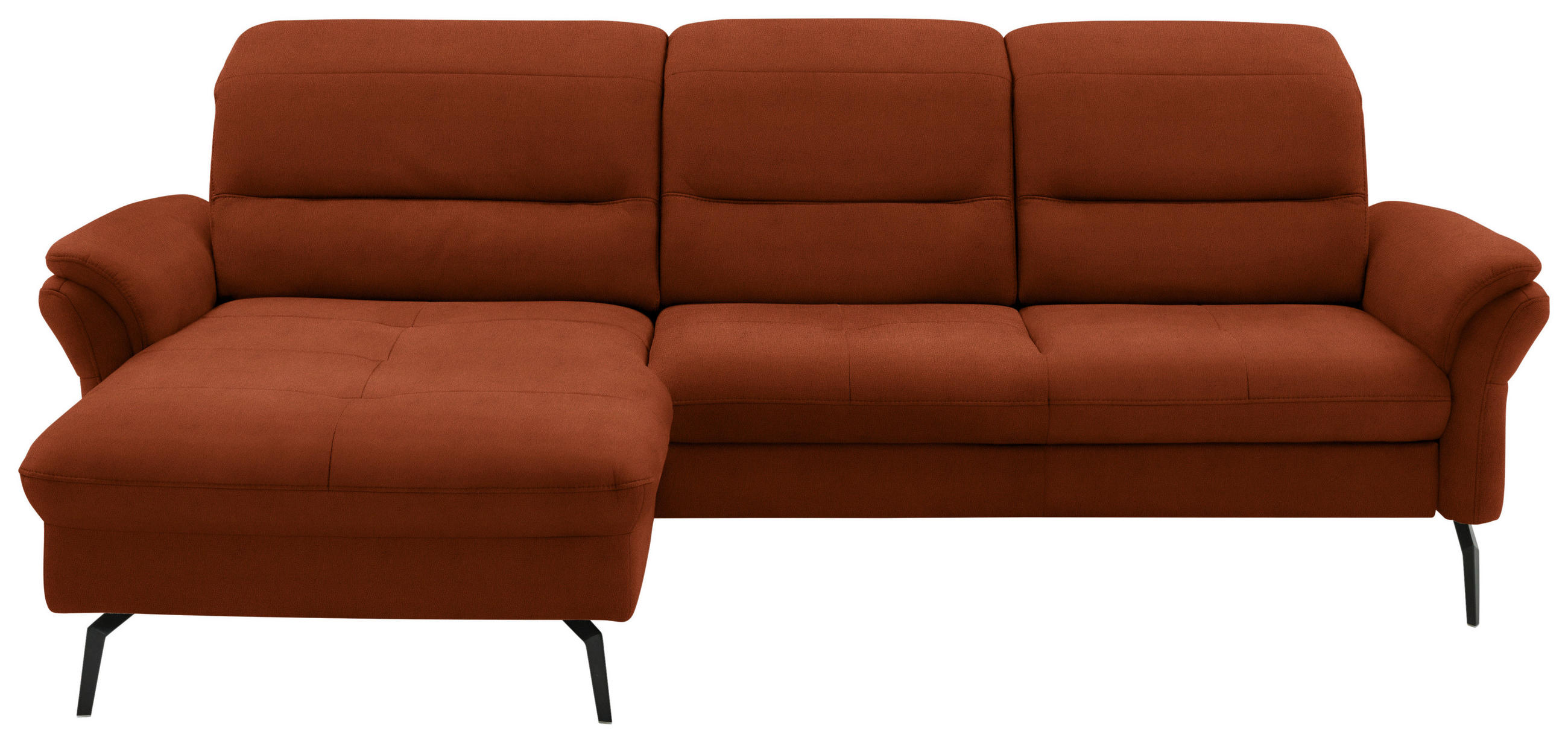 ECKSOFA in Flachgewebe Terracotta  181/260 cm  - Terracotta/Schwarz, KONVENTIONELL, Textil/Metall (181/260cm) - Beldomo Speed