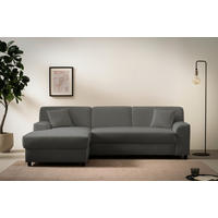 ECKSCHLAFSOFA  CAPRI 2 Dunkelgrau Mikrofaser  - Dunkelgrau/Schwarz, Basics, Kunststoff/Textil (146/241cm) - MID.YOU