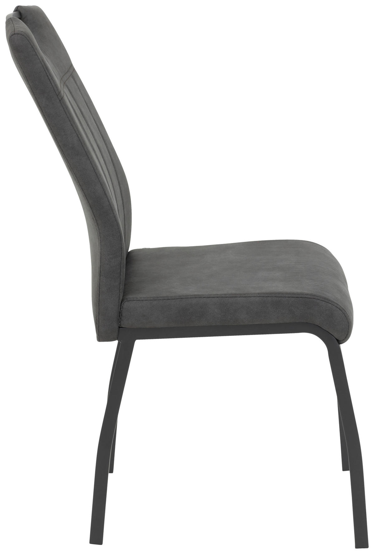 STUHL-SET 4 Stück  in Stahl Mikrofaser Metall, Textil  - Anthrazit/Grau, MODERN, Textil/Metall (44/96/64cm) - MID.YOU