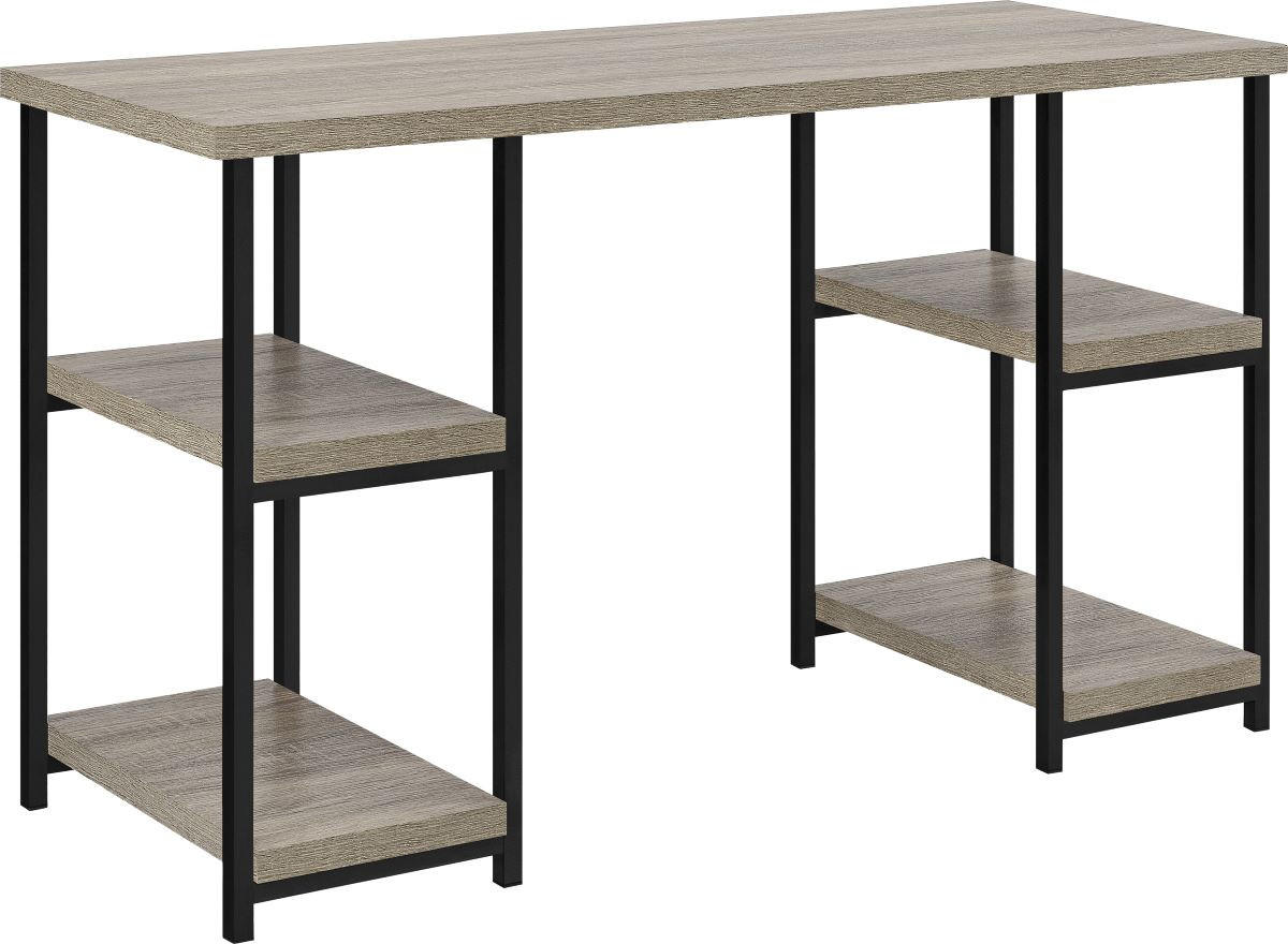 SCHREIBTISCH 121/72/46 cm  in Eiche grau  - Eiche grau/Schwarz, Design, Holzwerkstoff/Metall (121/72/46cm) - MID.YOU