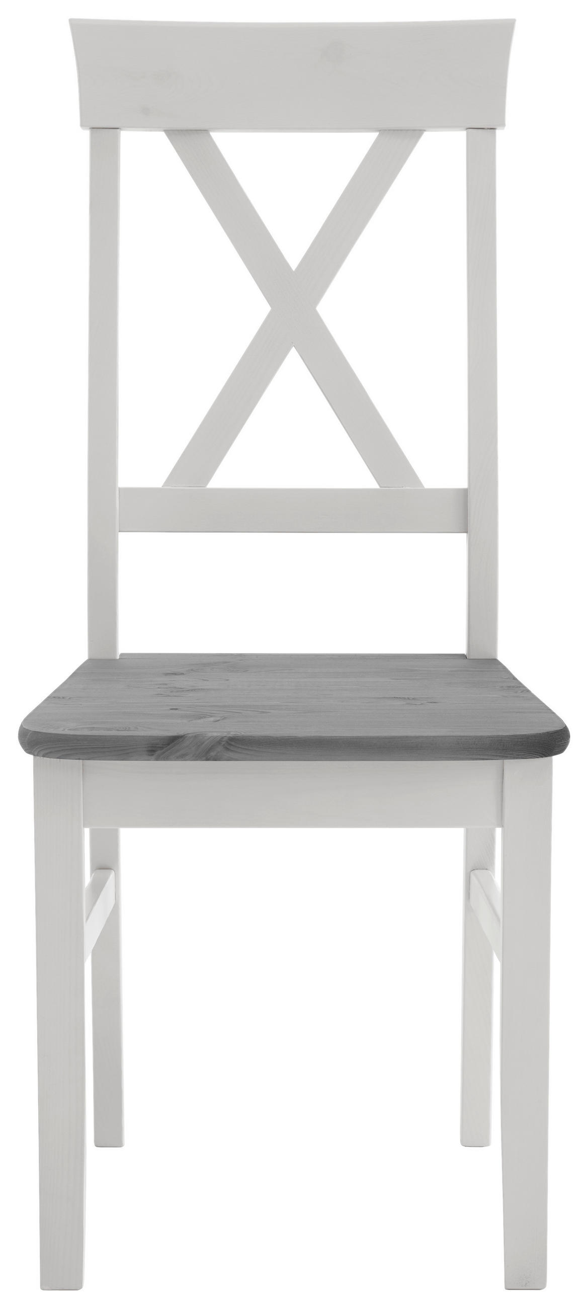 STUHL Weiß, Grau Kiefer massiv  - Weiß/Grau, ROMANTIK / LANDHAUS, Holz (45/94/43cm) - Boxxx
