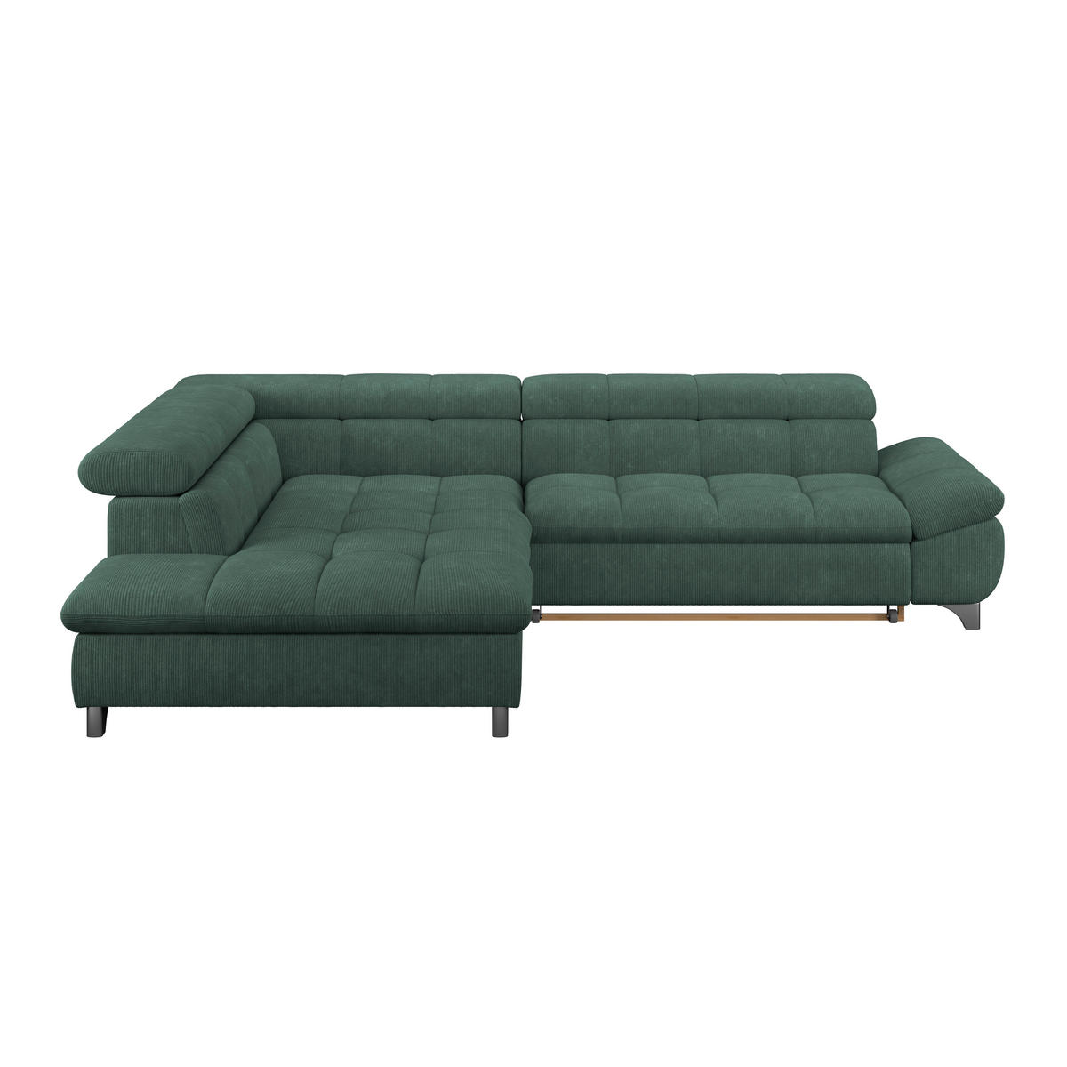 ECKSOFA Waldgrün Chenille  - Waldgrün/Chromfarben, KONVENTIONELL, Textil/Metall (234/312cm) - Livetastic