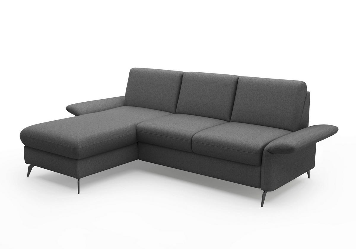 ECKSOFA ROCHELLE E Dunkelgrau Flachgewebe  - Dunkelgrau/Schwarz, KONVENTIONELL, Textil/Metall (164/251cm) - Sit & More