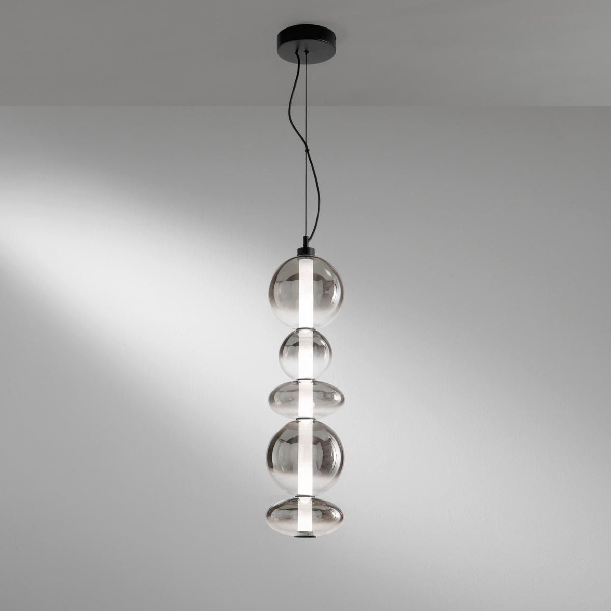 LED-PENDELLEUCHTE Luce Ambiente e Design 20/233,5 cm   - Dunkelgrau/Schwarz, KONVENTIONELL, Glas/Metall (20/233,5cm)