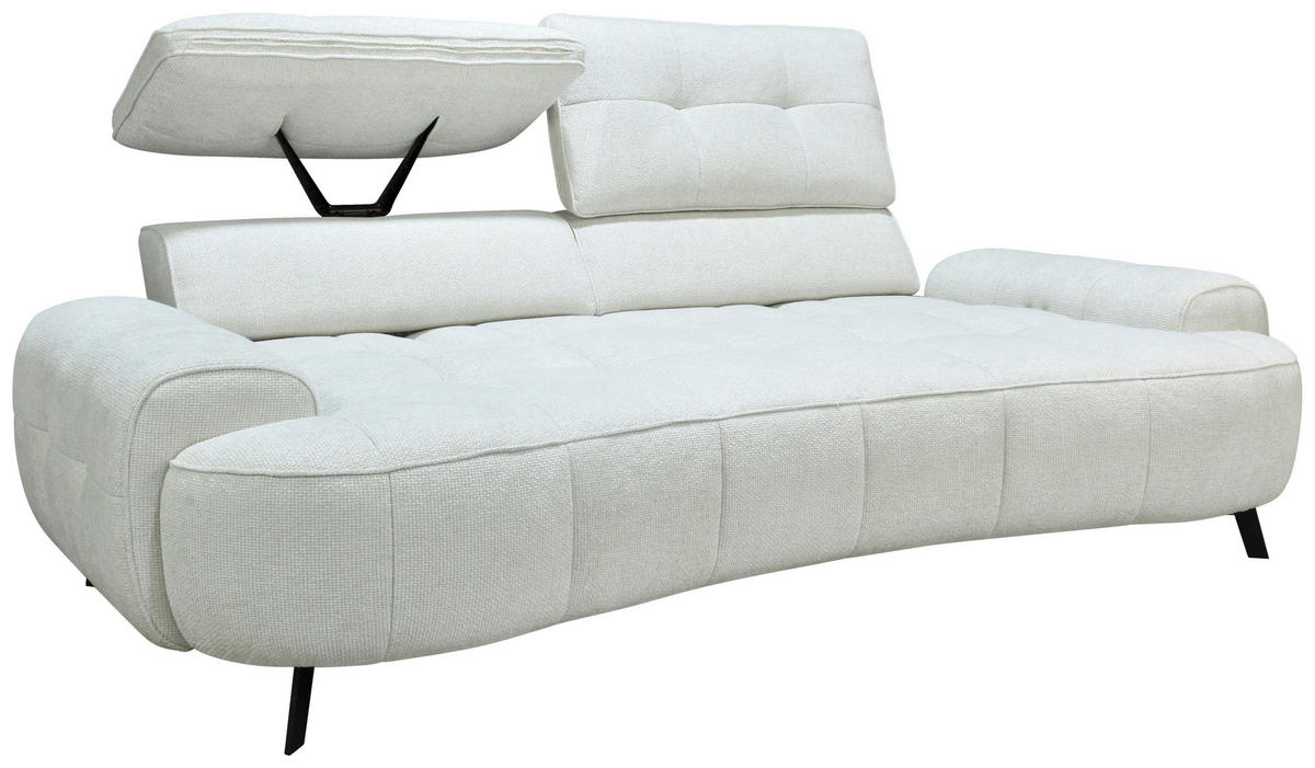 2-SITZER-SOFA Chenille Creme  - Creme/Schwarz, Design, Kunststoff/Textil (230/84/104/111/122cm) - Livetastic