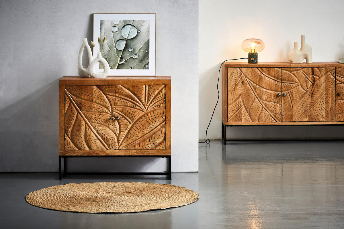 KOMMODE  in 85/75/40 cm  - Goldfarben/Schwarz, Natur, Holz/Metall (85/75/40cm) - Livetastic