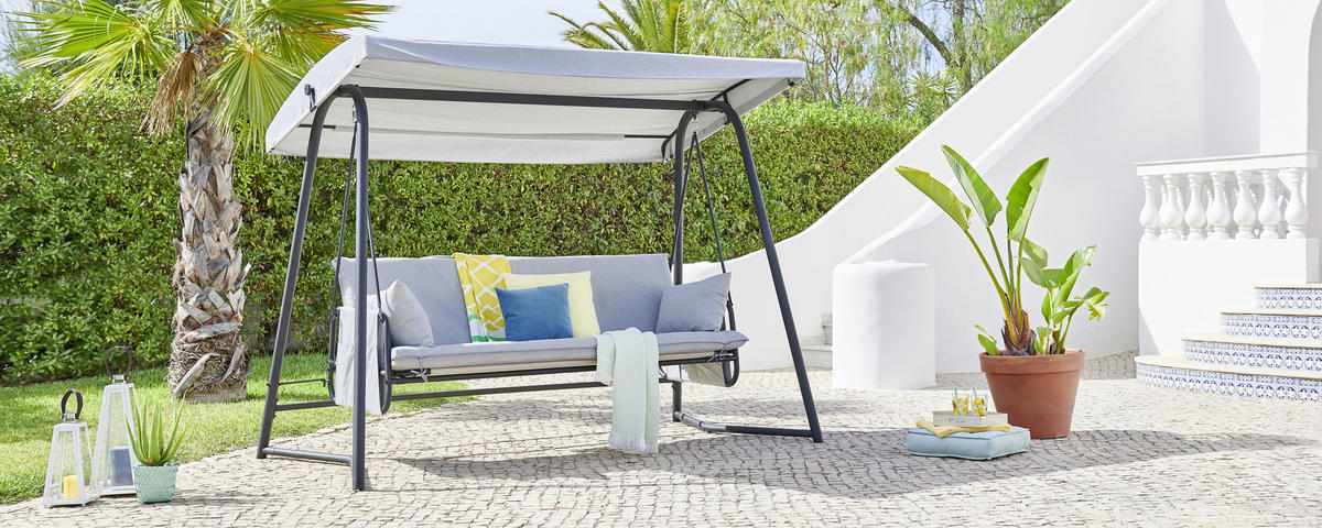 LJULJAČKA VRTNA  metal, plastika   - svijetlo siva/crna, Design, metal/tekstil (248/186/137,50cm) - Ambia Garden