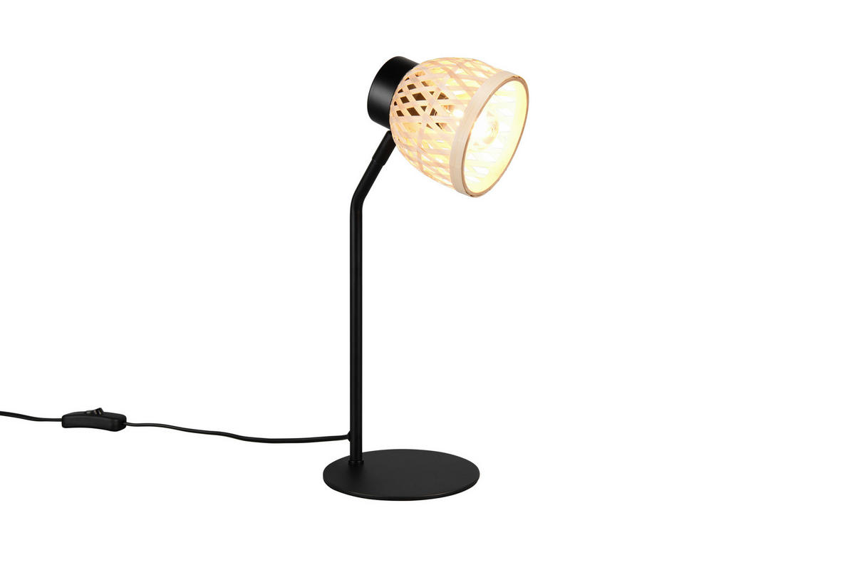 TISCHLEUCHTE - Schwarz/Naturfarben, Natur, Naturmaterialien/Metall (20/36/14cm)