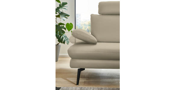 ECKSOFA in Echtleder Creme, Naturfarben 310/180 cm - Creme/Schwarz, Design, Leder/Metall (310/180cm) - Dieter Knoll