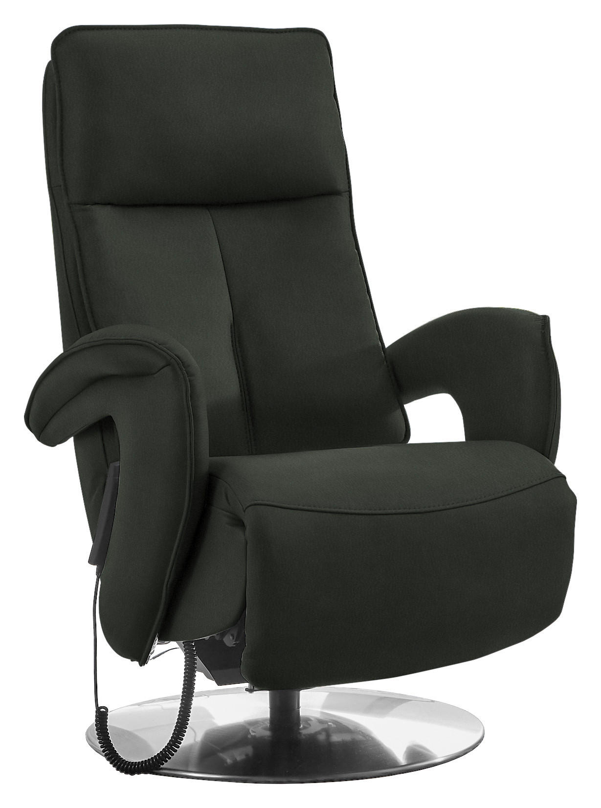 RELAXSESSEL in Leder Dunkelgrün  - Chromfarben/Dunkelgrün, Design, Leder/Metall (77/110/87cm) - Valdera