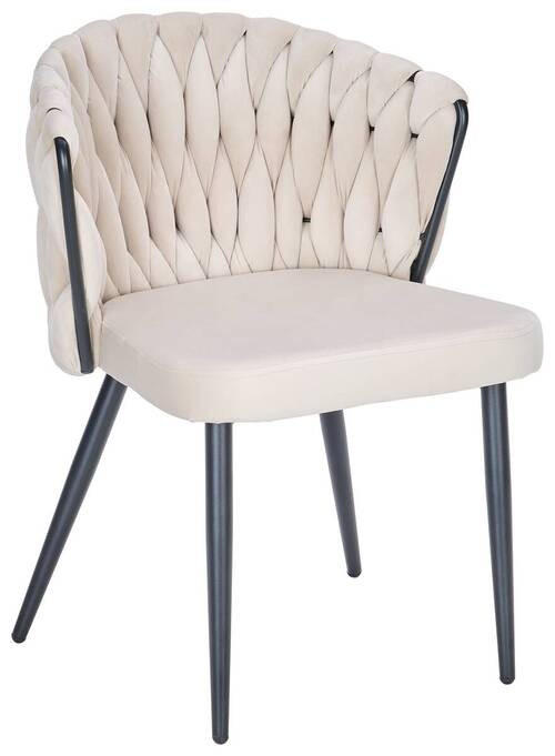 STUHL  in Eisen Samt Metall, Textil  - Beige/Schwarz, MODERN, Textil/Metall (63/58/78cm) - Livetastic
