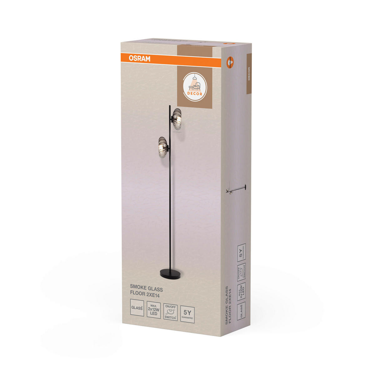 STEHLEUCHTE 25/25,5/170 cm    - Schwarz, Design, Glas/Metall (25/25,5/170cm) - Osram