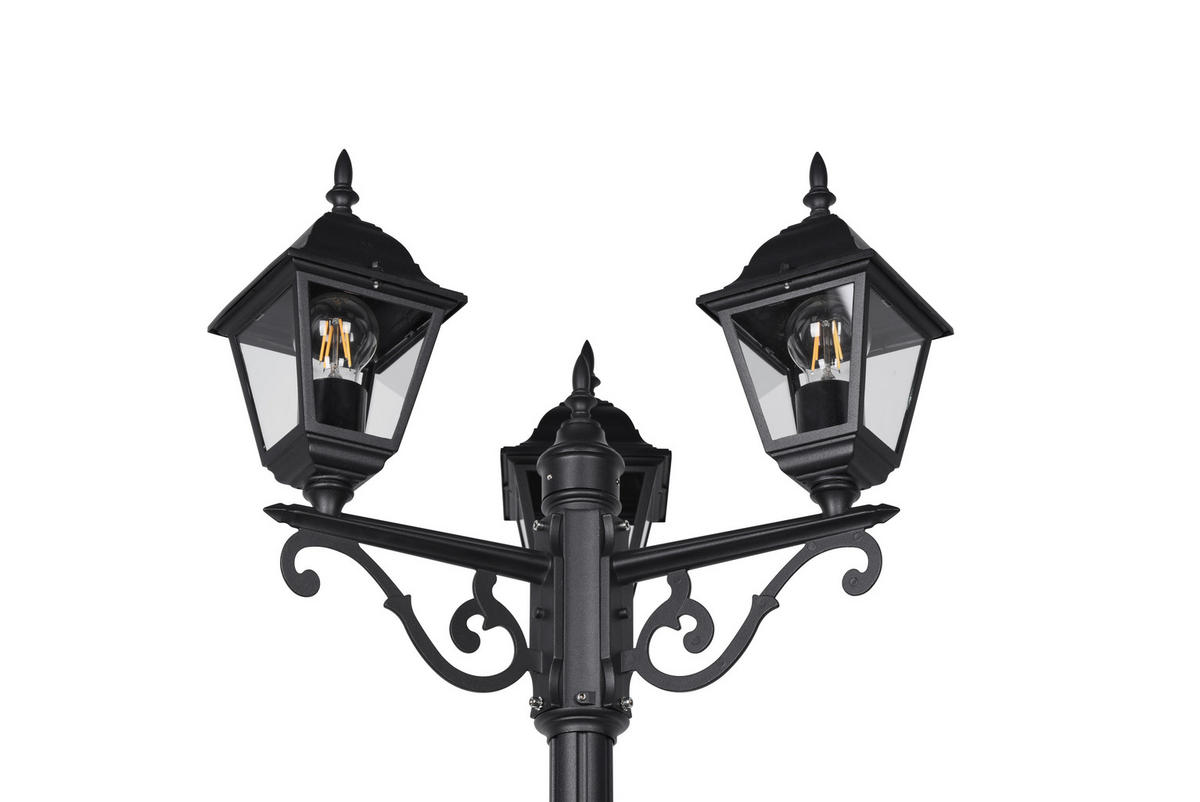 VÄGLAMPA - klar/svart, Klassisk, metall/glas (58/200cm) - Trio Leuchten