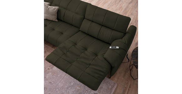ECKSOFA in Echtleder Olivgrün 165/313 cm - Beige/Schwarz, Design, Leder/Metall (165/313cm) - Emilio Belluti