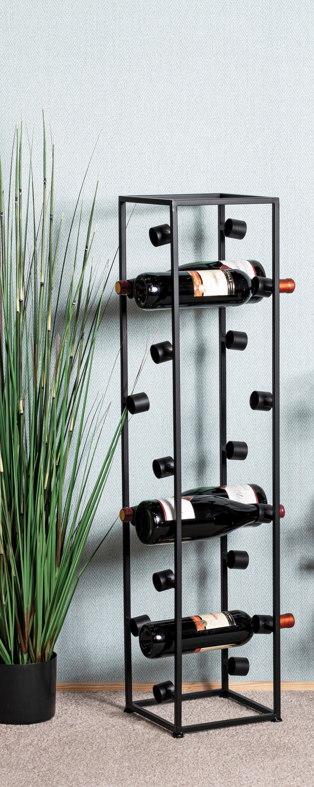 WEINREGAL  - Schwarz, Design, Kunststoff/Metall (26/104/24cm)