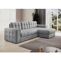 ECKSOFA Samt Hellgrau  - Hellgrau/Schwarz, Design, Kunststoff/Textil (260/150cm) - MID.YOU