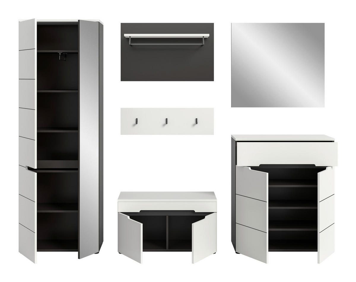 ELŐSZOBAFAL - fehér/szürke, Design, faalapú anyag (265/190/37cm) - Livetastic