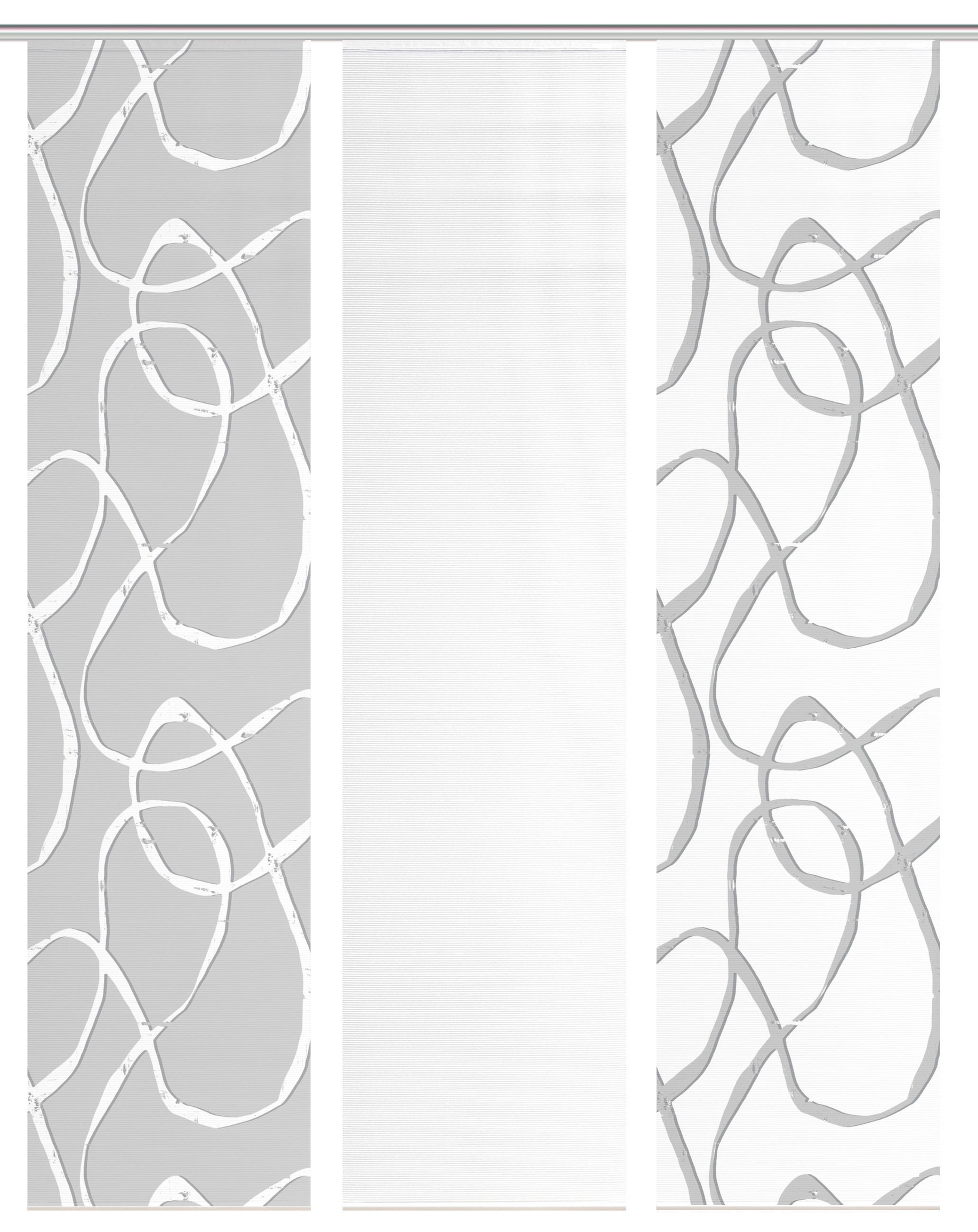 FLÄCHENVORHANG  3 Stück  blickdicht  60/260 cm   - Hellgrau/Weiß, KONVENTIONELL, Textil (60/260cm)