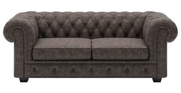 CHESTERFIELD-SOFA  in Echtleder Dunkelbraun  - Wengefarben/Dunkelbraun, LIFESTYLE, Leder/Holz (180/76,5/96cm) - Landscape