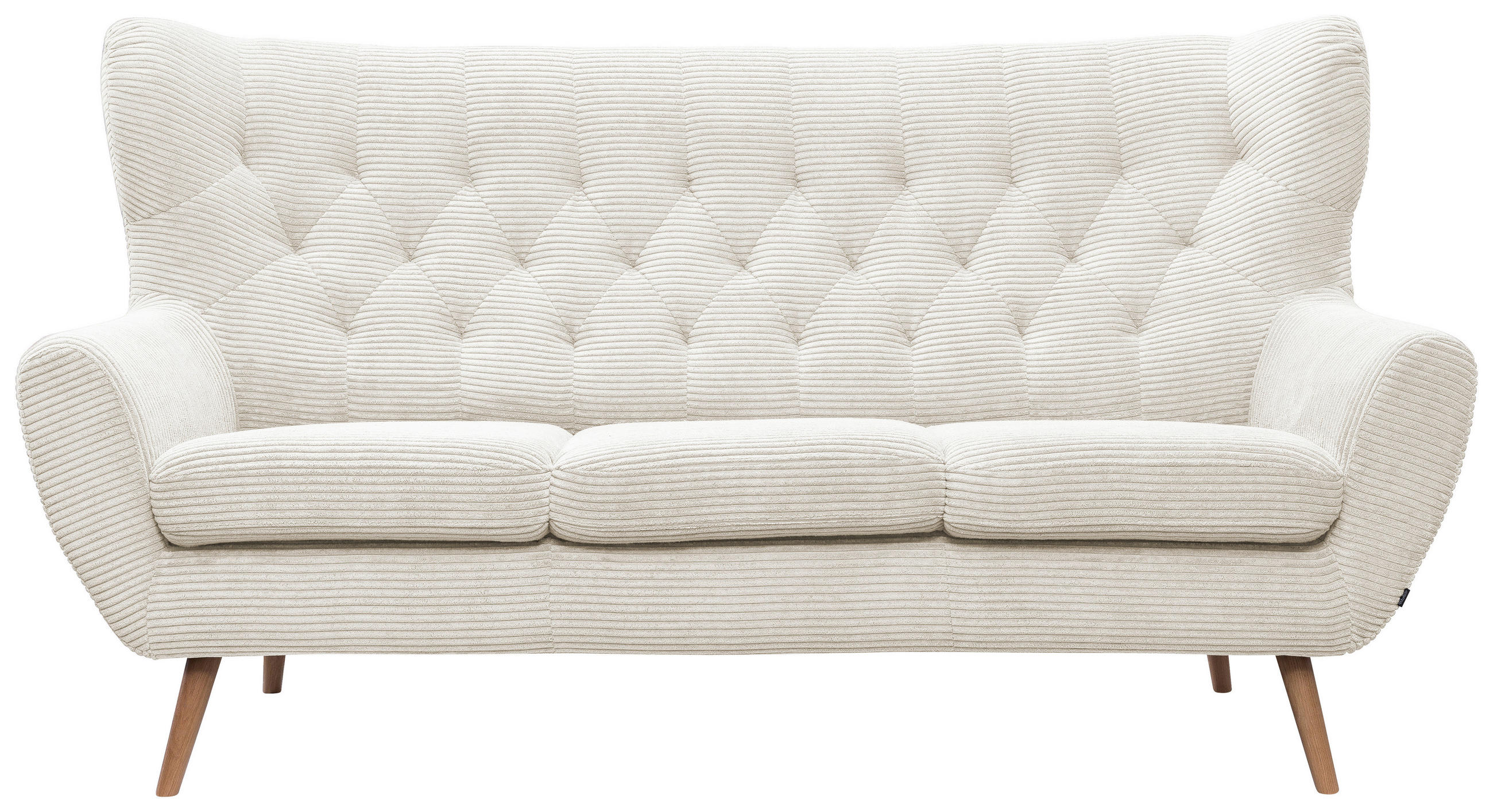 3-SITZER-SOFA Cord Creme  - Creme, Design, Holz/Textil (187/101/95cm) - Stylife