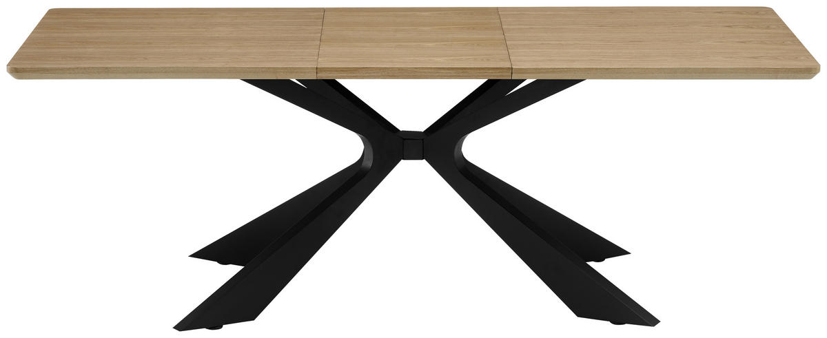 ESSTISCH 160-210/90/76 cm Echtholz, Nachbildung  Holz, Metall, Holzwerkstoff ausziehbar rechteckig Schwarz, Eichefarben  - Eichefarben/Schwarz, MODERN, Holz/Holzwerkstoff (160-210/90/76cm) - P & B