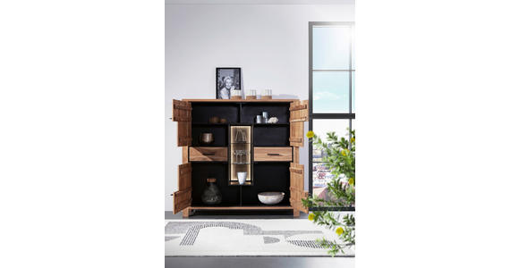 HIGHBOARD 150/150/44 cm  - Schwarz/Akaziefarben, LIFESTYLE, Glas/Holz (150/150/44cm) - Landscape