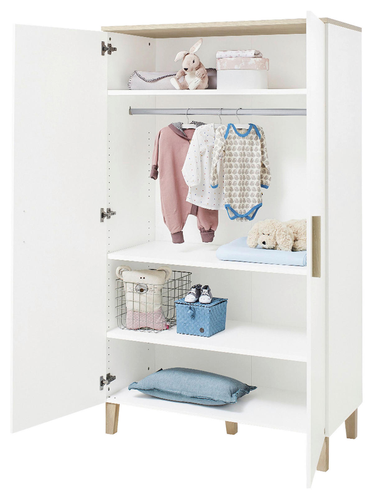 BABYZIMMER LUMI SET  - Eichefarben/Weiß, Design, Holzwerkstoff - Pinolino