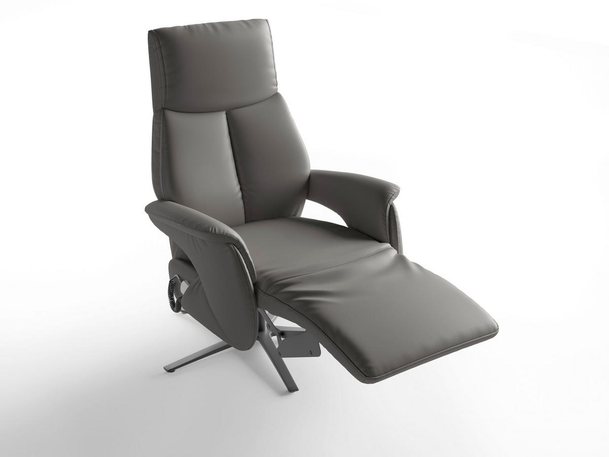 RELAXSESSEL Leder Mokka  - Schwarz/Mokka, Basics, Leder/Metall (75/110/85cm) - Sit & More