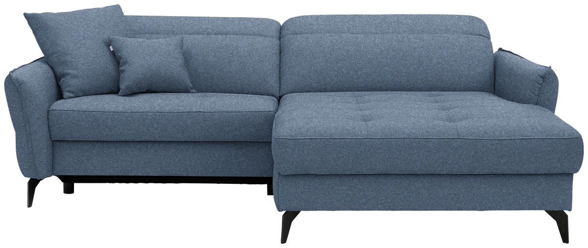 ECKSOFA Flachgewebe Blau  - Blau/Schwarz, Design, Textil/Metall (246/175cm) - Celina