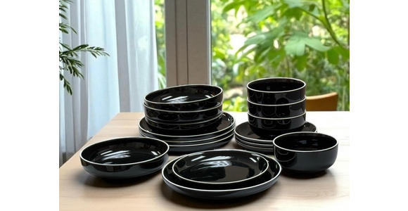 KOMBISERVICE Bastia noro 16-teilig  - Schwarz, Trend, Keramik - Novel