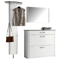 GARDEROBE 3-teilig  in 200/192/34 cm  - Alufarben/Weiß, Design, Glas/Holzwerkstoff (200/192/34cm) - Moderano