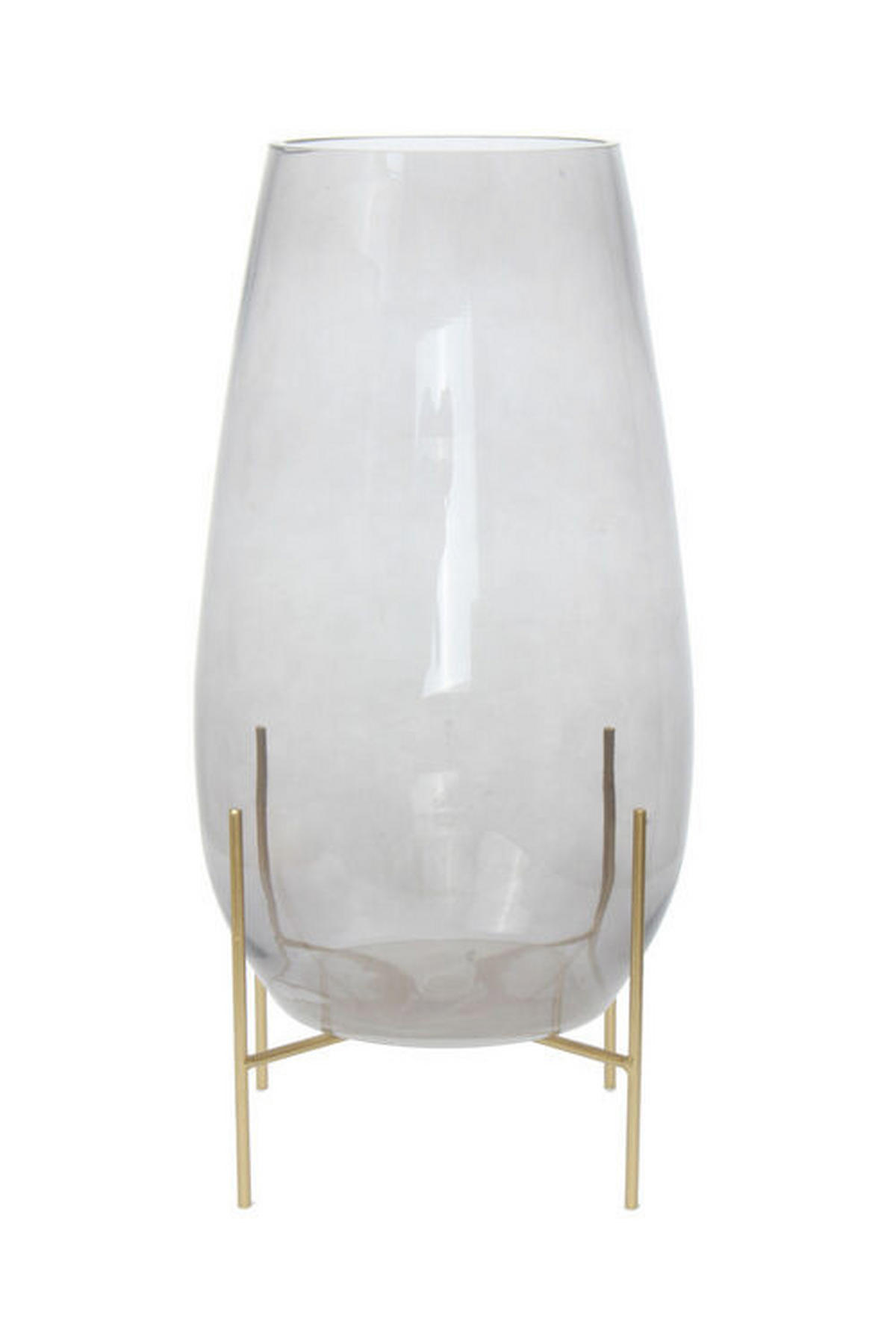 VASE  - Goldfarben/Grau, Design, Glas/Metall (25/48,5/25cm) - Kayoom