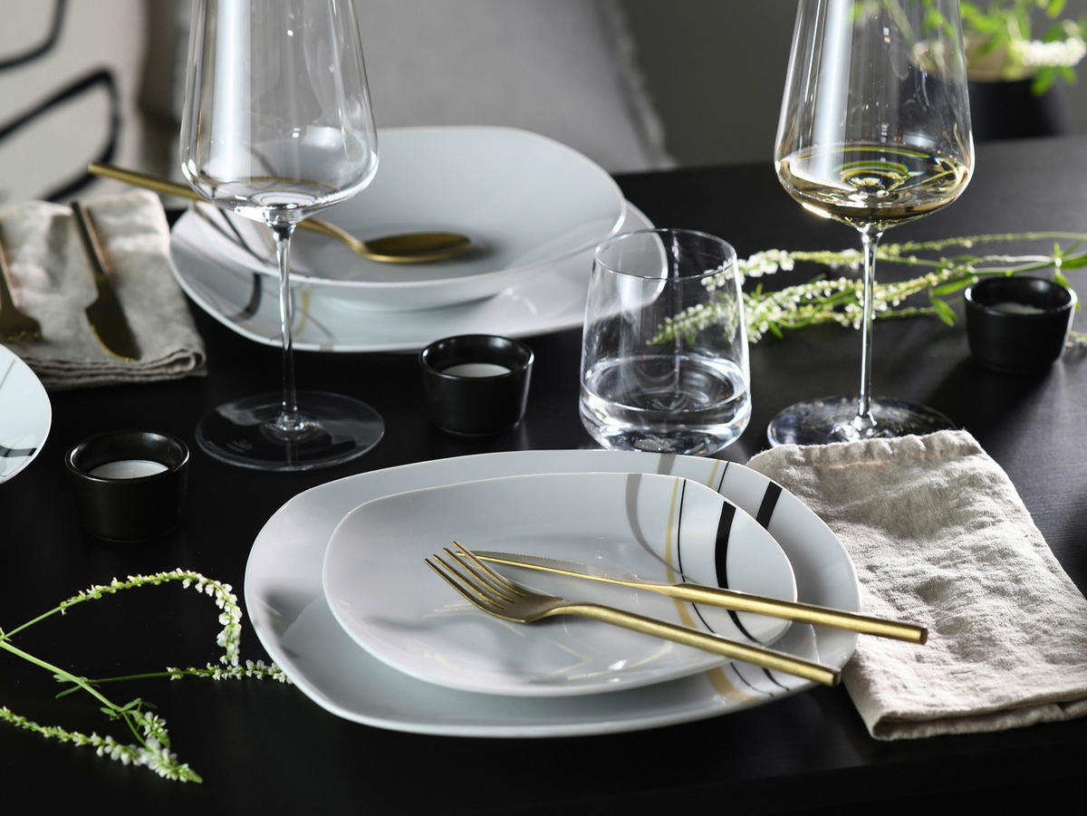 SERVIS Square City Line 18 delar  - vit/grå, Trend, keramik - Creatable