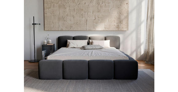 POLSTERBETT Lattenrost, Bettkasten Schwarz 140/200 cm  - Schwarz, Design, Holz/Textil (140/200cm) - Carryhome