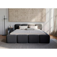 POLSTERBETT Lattenrost, Bettkasten Schwarz 180/200 cm  - Schwarz, Design, Holz/Textil (180/200cm) - Carryhome
