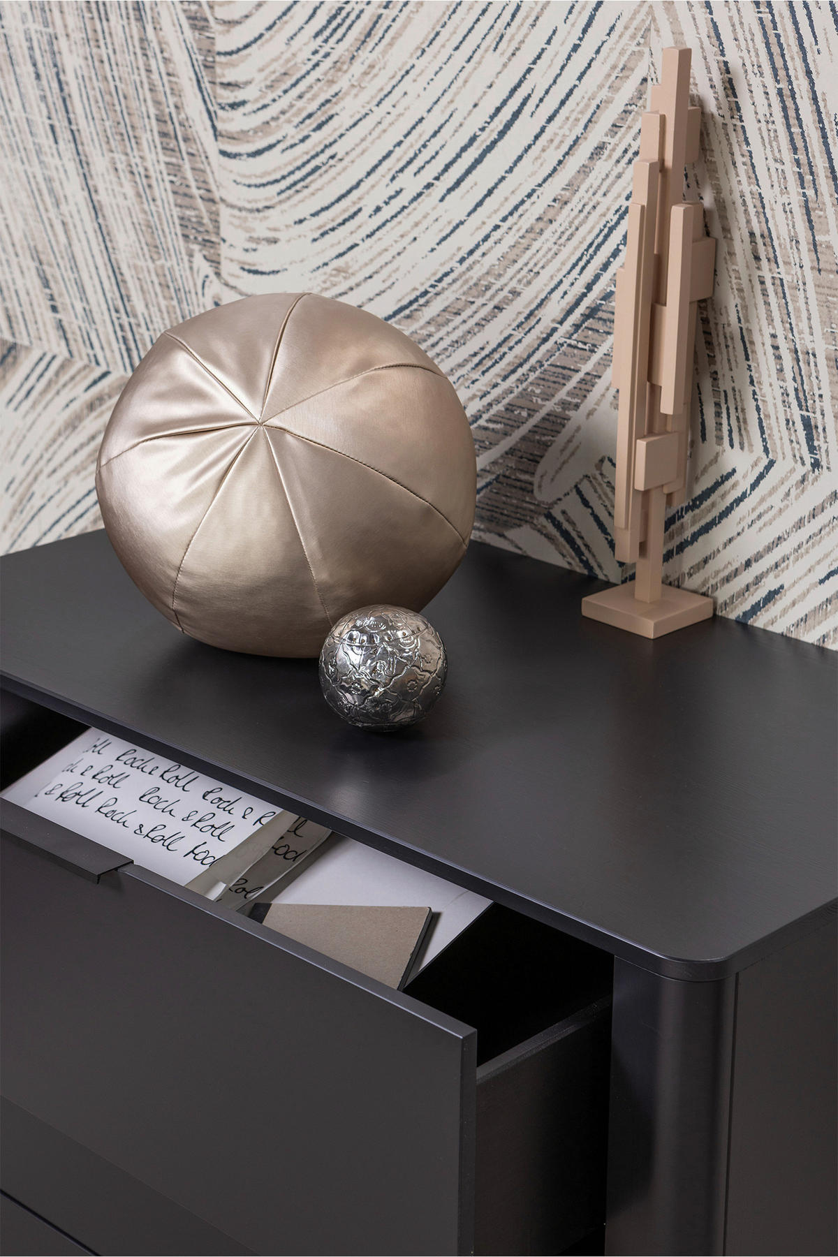 KOMMODE Gunnar  in 94/93/52 cm  - Schwarz, Design, Holz/Metall (94/93/52cm) - Livetastic