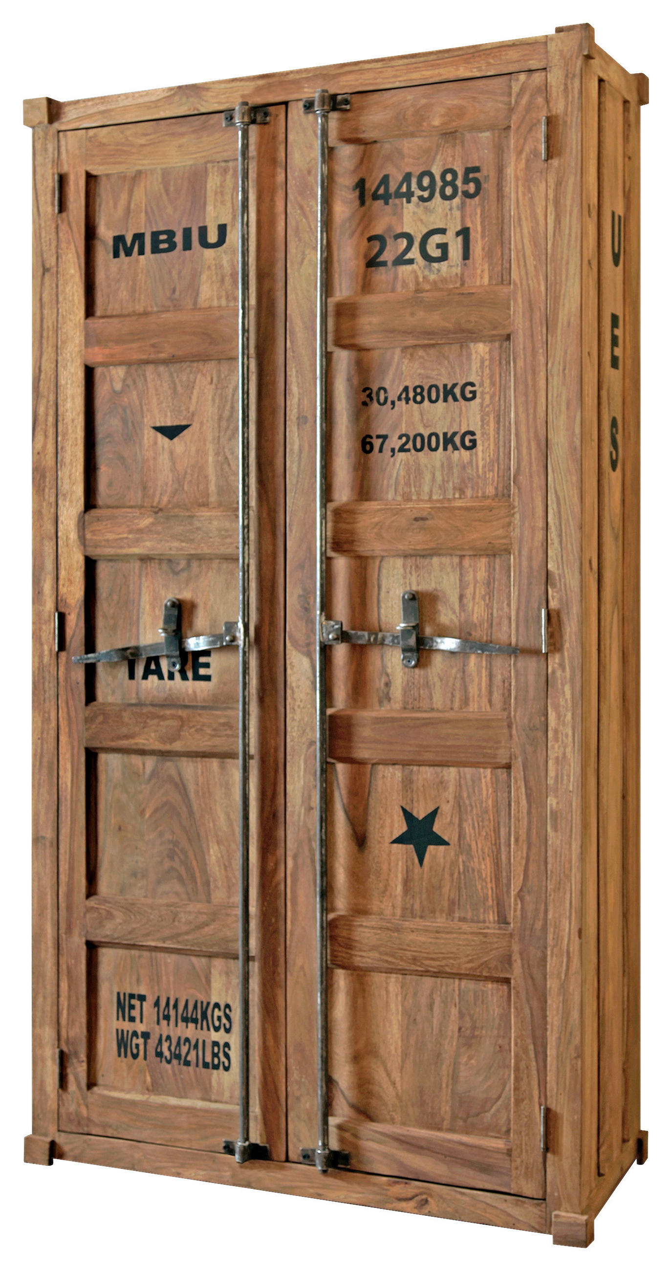 DREHTÜRENSCHRANK 2-türig Sheesham massiv Sheeshamfarben - Sheeshamfarben, KONVENTIONELL, Holz/Metall (90/180/46cm) - Livetastic