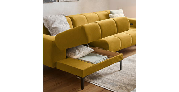 ECKSOFA in Chenille Currygelb 167/311 cm - Currygelb/Schwarz, Design, Textil/Metall (167/311cm) - Xora