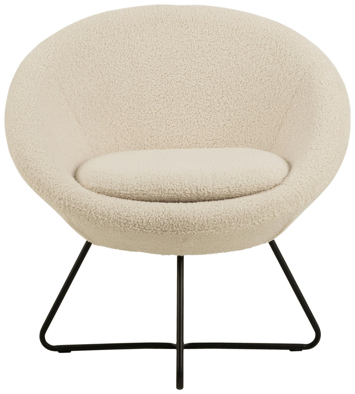SESSEL Teddystoff Creme    - Creme/Schwarz, Design, Textil/Metall (82/81/71cm) - Livetastic