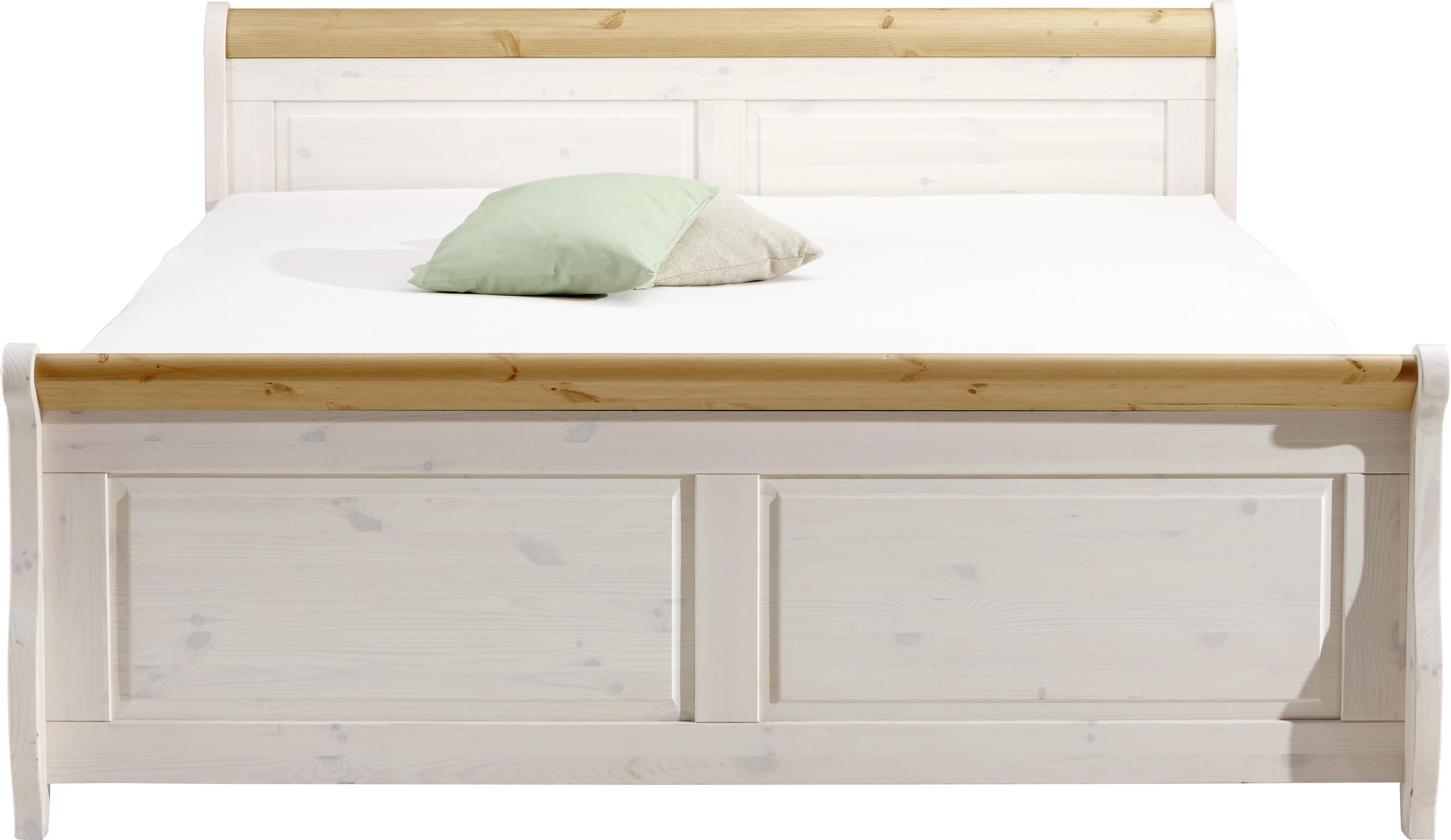 BETT 180/200 cm in Weiß, Kieferfarben - Weiß/Kieferfarben, LIFESTYLE, Holz (180/200cm) - Carryhome