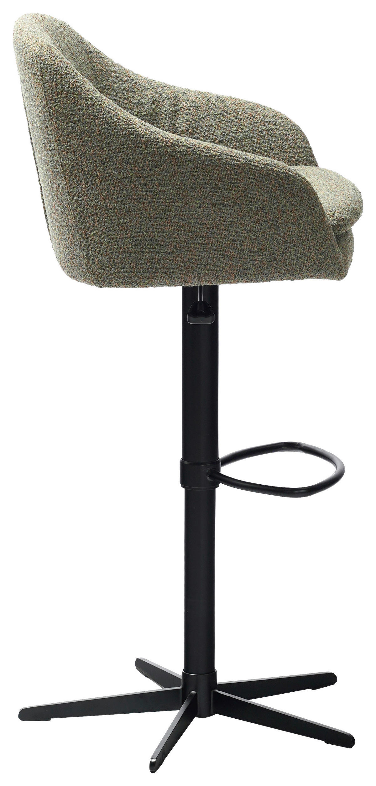 BARHOCKER Webstoff Grün, Schwarz Eisen Sitzfläche 360° drehbar, inklusive Armlehnen  - Schwarz/Grün, Design, Textil/Metall (54,5/88-108/53,5cm) - Cassando