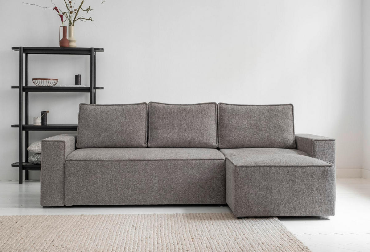 KUTNA GARNITURA tekstil  siva   - bijela/siva, Design, tekstil/plastika (250/156cm) - MID.YOU