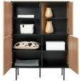 HIGHBOARD Schwarz, Eichefarben  106/141/41 cm  - Eichefarben/Schwarz, Basics, Glas/Holzwerkstoff (106/141/41cm) - Hom`in