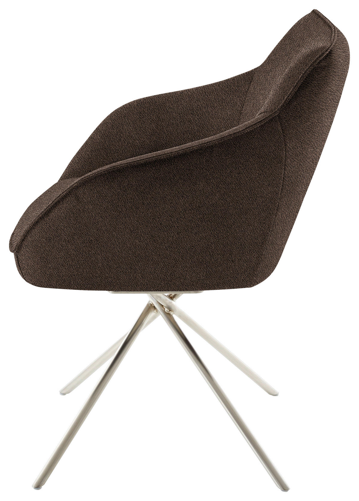 ARMLEHNSTUHL  in Nickel Flachgewebe  - Edelstahlfarben/Braun, Design, Textil/Metall (60/84/67cm) - Koinor
