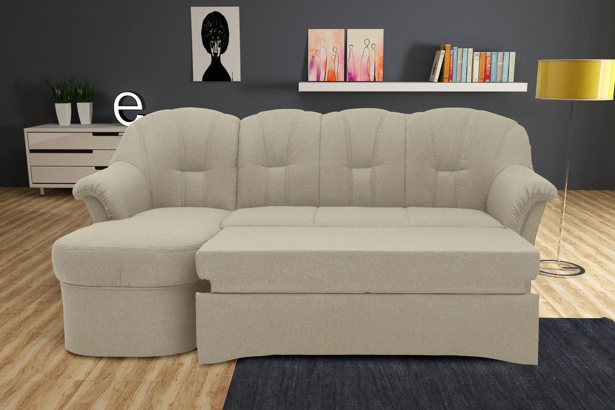 ECKSCHLAFSOFA in Webstoff Schlammfarben  - Schlammfarben/Schwarz, KONVENTIONELL, Kunststoff/Textil (142/233cm) - MID.YOU