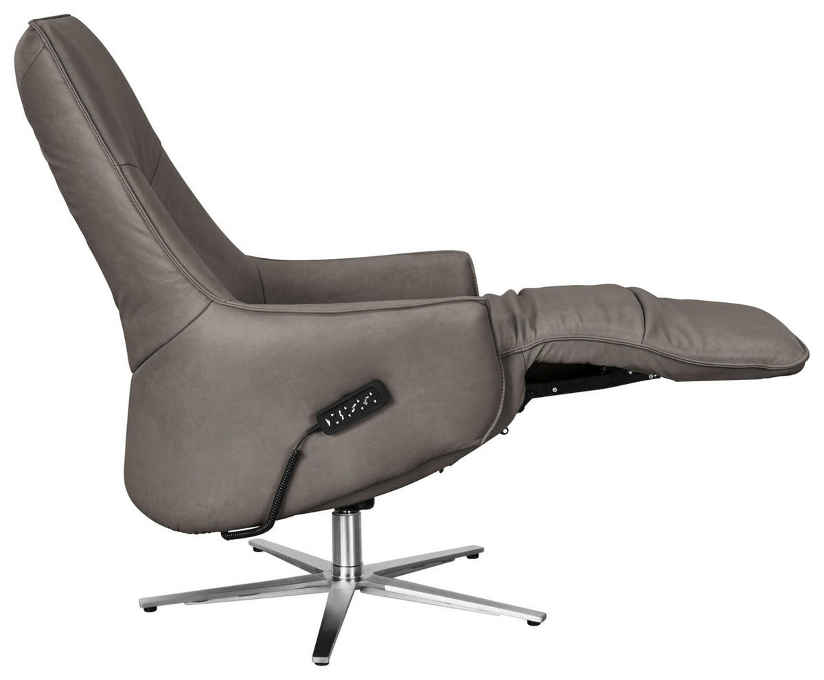RELAXSESSEL in Leder Graubraun  - Edelstahlfarben/Graubraun, Design, Leder/Metall (70/120/88cm) - Himolla Komfortklass