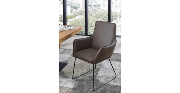 ARMLEHNSTUHL in Braun, Schwarz - Schwarz/Braun, Design, Leder/Metall (66/96/65cm) - Dieter Knoll
